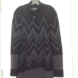Nordstrom Black & Grey Sweater Jacket Size Lg